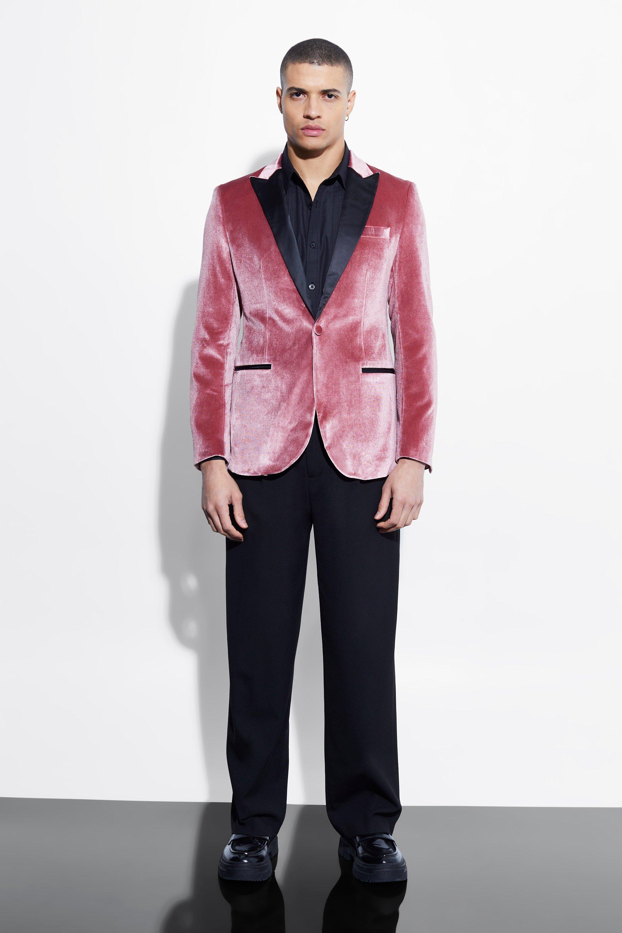 Hot pink velvet blazer outlet